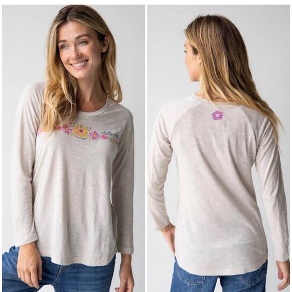Natural Life Tops - NATURAL LIFE Long Sleeve Boho Tee—Live Happy Size S Comfy Casual